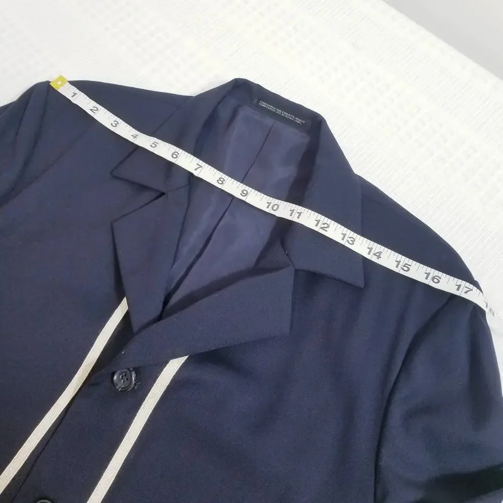 Men's Navy Blazer with White Piping